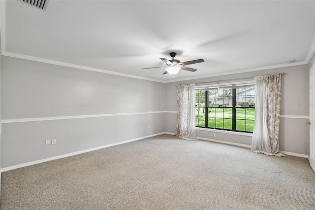 16 Pine Forest Dr, Haines City, FL 33844 - empty room featuring a ceiling fan, carpet flooring, and crown molding
