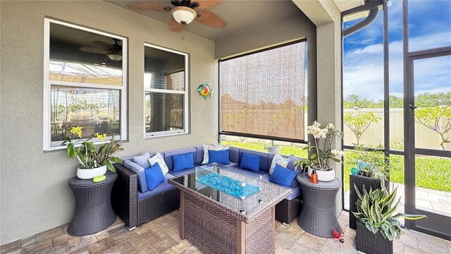 148 Whirlaway Dr, Davenport, FL 33837 - sunroom / solarium with a ceiling fan, an outdoor living space, and healthy amount of natural light