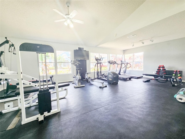 2735 N Poinciana Blvd Unit 95, Kissimmee, FL 34746 - exercise room with a textured ceiling and ceiling fan