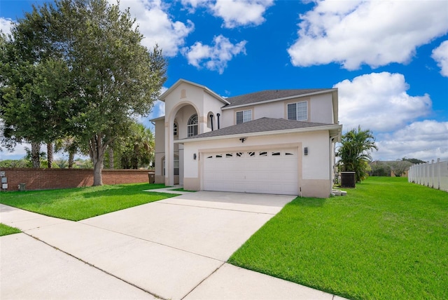 2503 Calla Lily Cv, Kissimmee, FL 34758 - traditional home featuring stucco siding, a garage, central air condition unit, and concrete driveway
