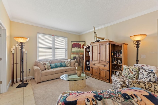 1353 Palmetto Dunes St, Davenport, FL 33836 - living area with crown molding, light tile patterned floors, and a textured ceiling