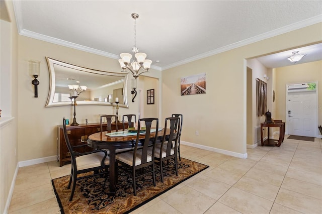 1353 Palmetto Dunes St, Davenport, FL 33836 - dining area featuring crown molding, a chandelier, and light tile patterned floors