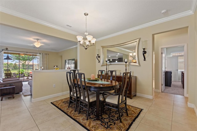 1353 Palmetto Dunes St, Davenport, FL 33836 - dining room with a chandelier, crown molding, and light tile patterned flooring