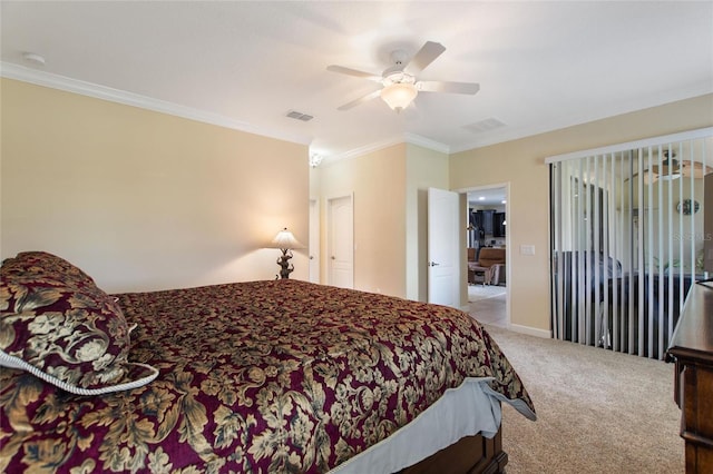 1353 Palmetto Dunes St, Davenport, FL 33836 - bedroom with light carpet, ornamental molding, and a ceiling fan