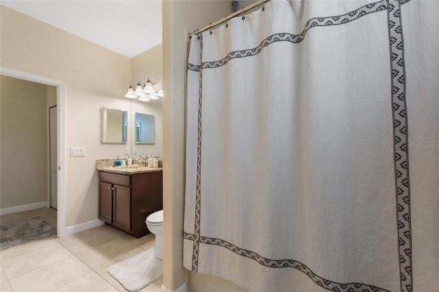 1353 Palmetto Dunes St, Davenport, FL 33836 - bathroom featuring vanity, tile patterned flooring, and curtained shower