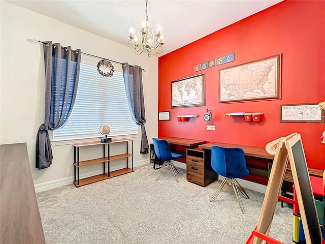 9071 Woodland Forest Rd, Orlando, FL 32836 - carpeted office featuring a chandelier and baseboards