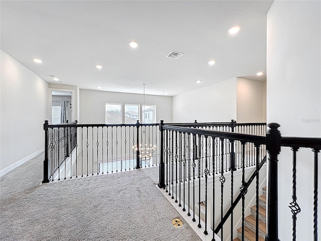 9071 Woodland Forest Rd, Orlando, FL 32836 - corridor featuring an upstairs landing, carpet flooring, and recessed lighting