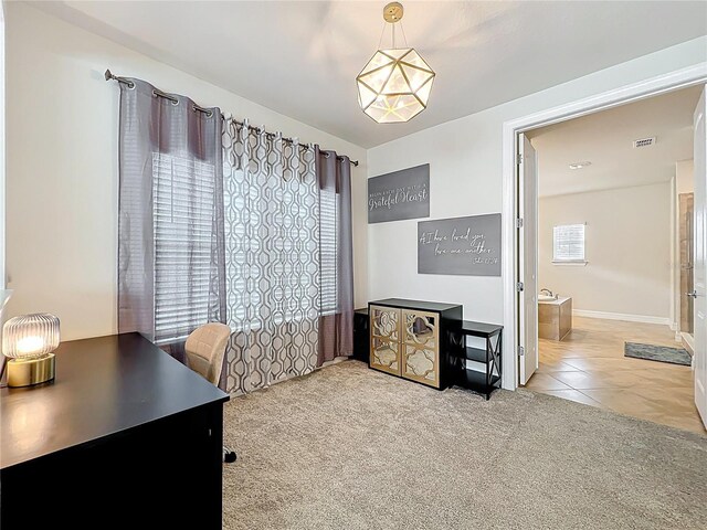 9071 Woodland Forest Rd, Orlando, FL 32836 - home office featuring carpet flooring and tile patterned floors