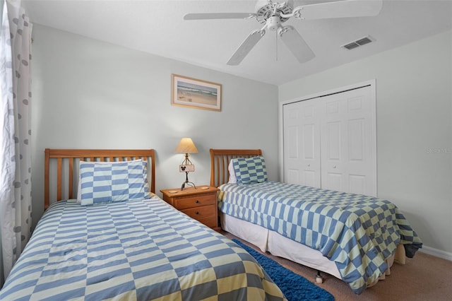 909 Troon Cir, Davenport, FL 33897 - bedroom with a closet, carpet flooring, and ceiling fan