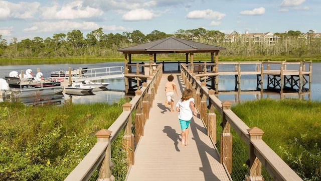 14501 Grove Resort Ave Unit 2534, Winter Garden, FL 34787 - dock area with a gazebo and a water view