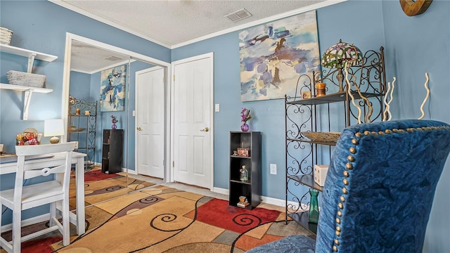 505 Oak Dr, Tavares, FL 32778 - office featuring ornamental molding and a textured ceiling