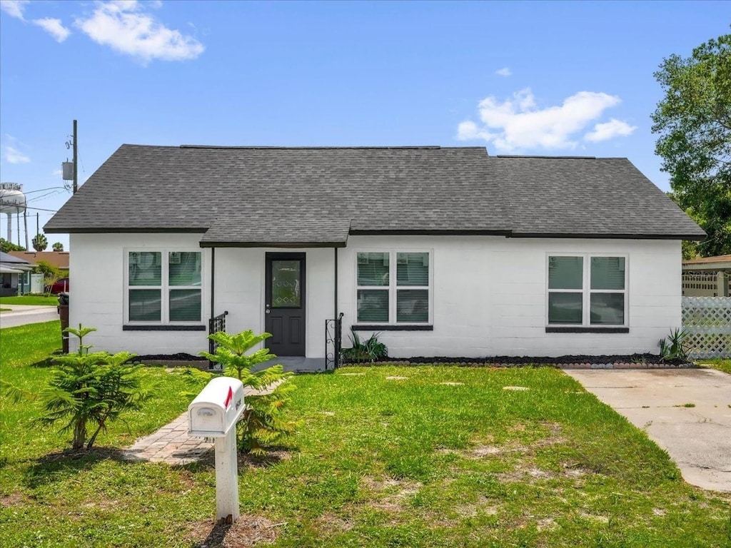1501 Missouri Ave, Saint Cloud, FL 34769 - view of front of property featuring roof with shingles, a front lawn, and concrete block siding