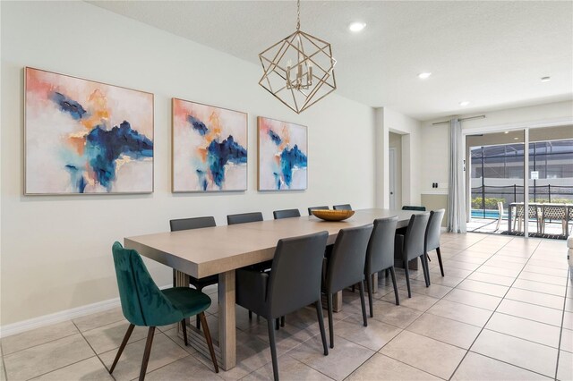 2161 Lelani Cir, Davenport, FL 33897 - dining space featuring a chandelier, light tile patterned floors, and recessed lighting