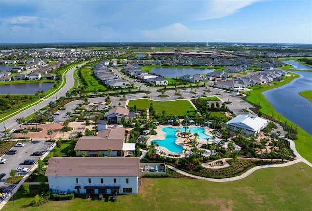 3255 Hilltop Cir, Bradenton, FL 34211 - aerial view of residential area featuring a large body of water and a pool