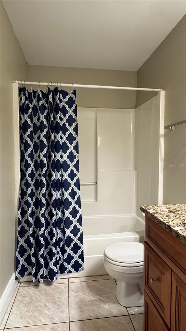 2326 St Marteen Ct, Kissimmee, FL 34741 - bathroom featuring vanity, shower / bathtub combination with curtain, and tile patterned flooring