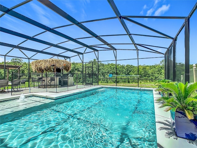 209 Willow Bend Dr, Davenport, FL 33897 - swimming pool featuring a patio, a lanai, and area for grilling