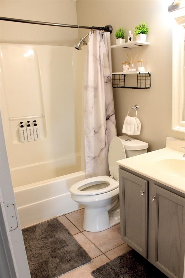 4151 Nelson Rd, Lake Wales, FL 33898 - bathroom featuring vanity, shower / bathtub combination with curtain, and tile patterned flooring