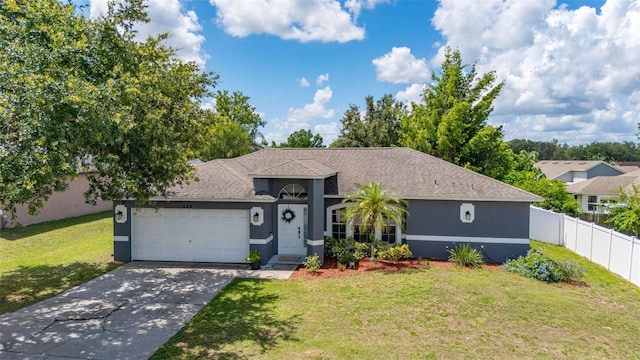 138 Hidden Pointe Ln, Groveland, FL 34736 - ranch-style house featuring stucco siding, an attached garage, a shingled roof, and driveway
