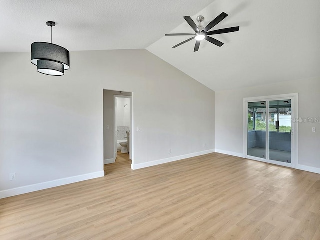 925 Roswell Ter, Deltona, FL 32738 - empty room with a ceiling fan, lofted ceiling, and light wood-type flooring