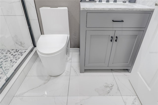 10 Pine Track Trl, Ocala, FL 34472 - bathroom with marble finish flooring, a stall shower, and vanity
