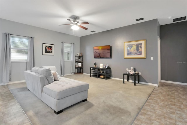 954 Revere Ave, Haines City, FL 33844 - living area featuring a ceiling fan and light tile patterned floors