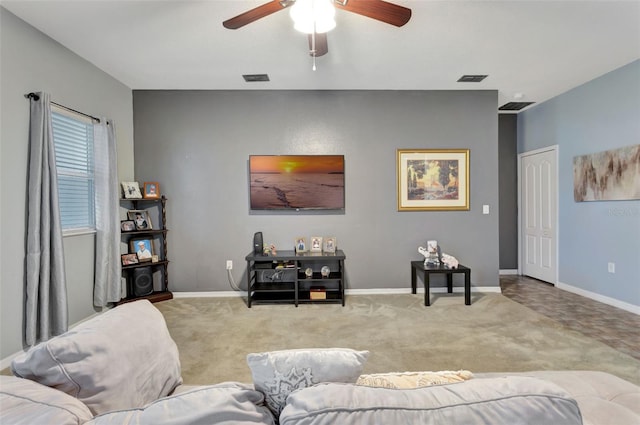 954 Revere Ave, Haines City, FL 33844 - living room with carpet flooring and a ceiling fan