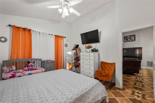 4428 Winding River Dr, Valrico, FL 33596 - bedroom featuring high vaulted ceiling and ceiling fan