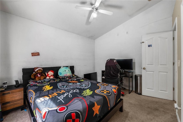 4428 Winding River Dr, Valrico, FL 33596 - bedroom featuring vaulted ceiling, carpet, and ceiling fan