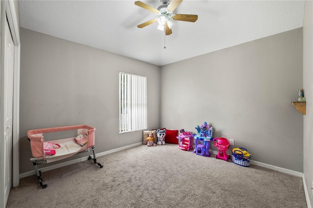 4428 Winding River Dr, Valrico, FL 33596 - recreation room featuring carpet and ceiling fan