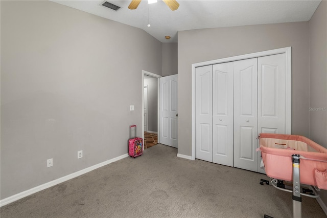 4428 Winding River Dr, Valrico, FL 33596 - recreation room with lofted ceiling, carpet, and a ceiling fan