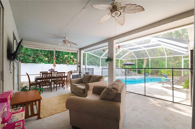 4428 Winding River Dr, Valrico, FL 33596 - sunroom / solarium featuring ceiling fan and plenty of natural light