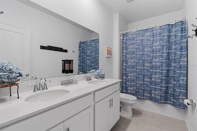 2759 Slash Way, Saint Cloud, FL 34771 - bathroom with double vanity and shower / tub combo with curtain