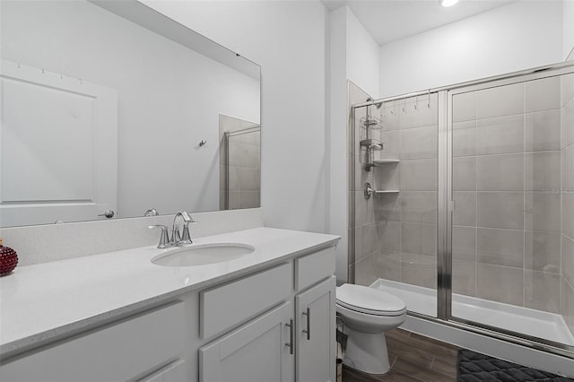 2759 Slash Way, Saint Cloud, FL 34771 - full bath featuring wood finished floors, vanity, a stall shower, and recessed lighting