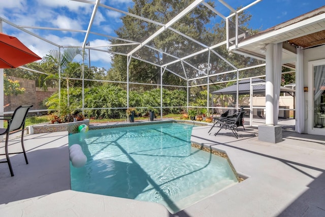 2402 Raven Croft Ct, Orlando, FL 32837 - swimming pool featuring a patio, a gazebo, and glass enclosure