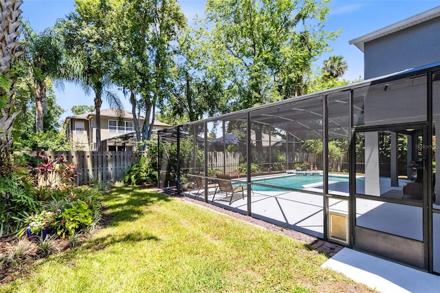 716 Timberwilde Ave, Winter Springs, FL 32708 - view of pool with a fenced backyard, glass enclosure, and a patio area