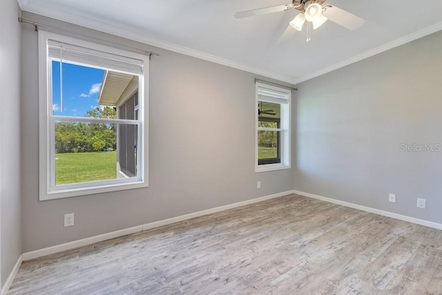 4361 Albritton Rd, Saint Cloud, FL 34772 - unfurnished room with crown molding, wood finished floors, and a ceiling fan