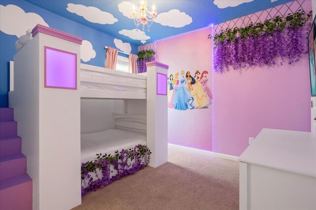 2525 Shanti Dr, Kissimmee, FL 34746 - bedroom with a chandelier and carpet