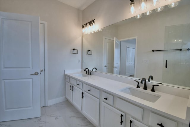 2673 Calistoga Ave, Kissimmee, FL 34741 - full bathroom featuring marble look tiles and double vanity