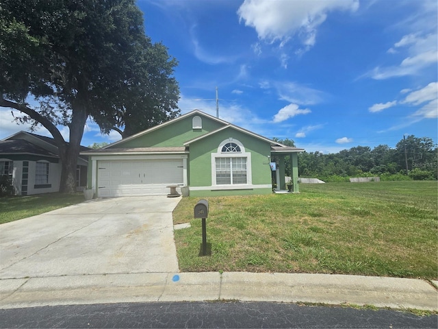 204 Canary Island Cir, Davenport, FL 33837 - ranch-style house featuring stucco siding, a front yard, a garage, and concrete driveway