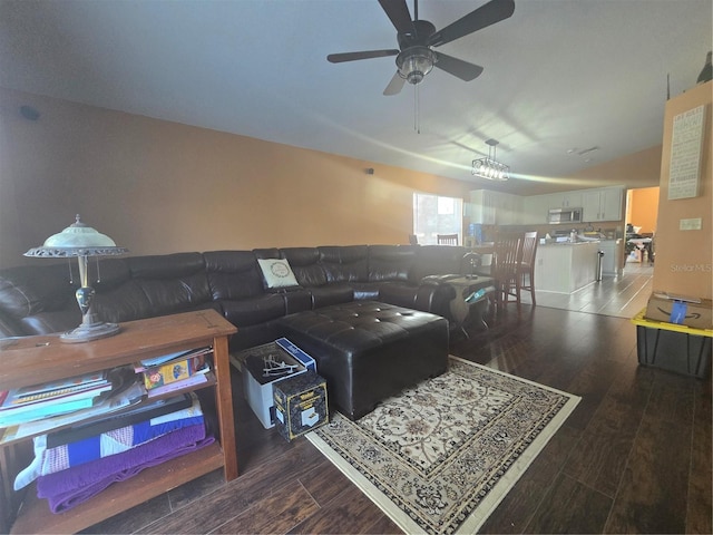 204 Canary Island Cir, Davenport, FL 33837 - living area featuring wood finished floors and a ceiling fan