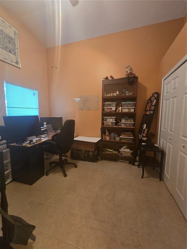 204 Canary Island Cir, Davenport, FL 33837 - office area with tile patterned floors and high vaulted ceiling