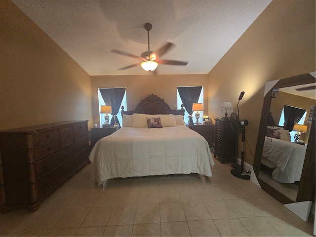 204 Canary Island Cir, Davenport, FL 33837 - tiled bedroom with lofted ceiling and a ceiling fan