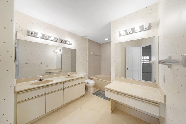 17340 Boca Club Blvd Unit 703, Boca Raton, FL 33487 - full bath featuring double vanity, tile patterned floors, and shower / bathtub combination