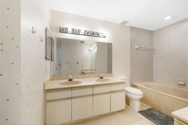 17340 Boca Club Blvd Unit 703, Boca Raton, FL 33487 - full bathroom with double vanity, tile patterned floors, and  shower combination