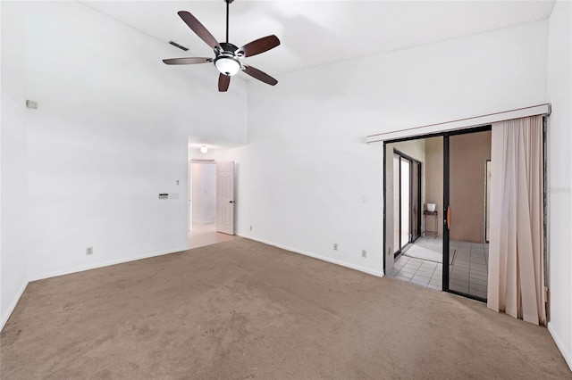 17340 Boca Club Blvd Unit 703, Boca Raton, FL 33487 - carpeted spare room featuring ceiling fan and high vaulted ceiling