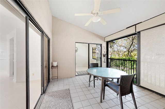 17340 Boca Club Blvd Unit 703, Boca Raton, FL 33487 - sunroom / solarium with lofted ceiling, a ceiling fan, and outdoor dining space