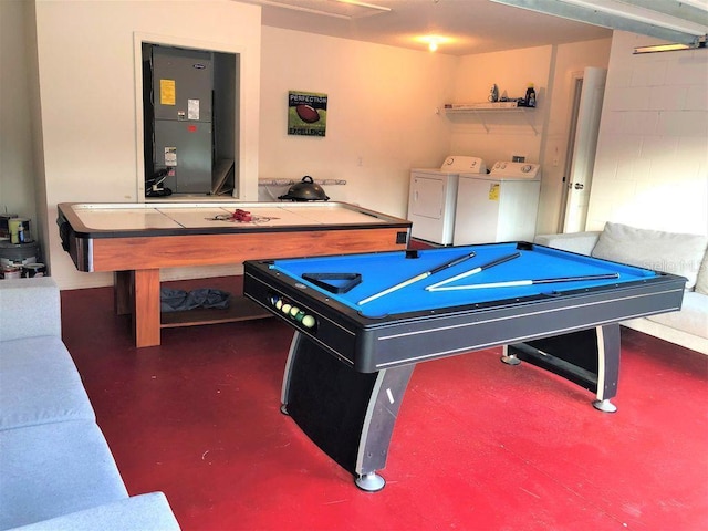 2281 Royal Ridge Dr, Davenport, FL 33896 - recreation room with washing machine and dryer, finished concrete flooring, and pool table