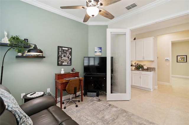 2772 Southland St, Saint Cloud, FL 34772 - office featuring crown molding and ceiling fan