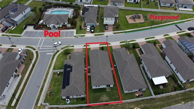 3839 Marbella Way, Davenport, FL 33897 - aerial perspective of suburban area with property parcel outlined