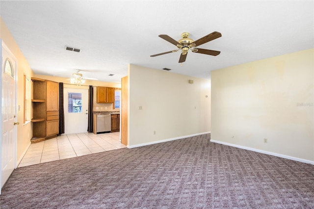 1101 Oregon Ave, Saint Cloud, FL 34769 - unfurnished living room with ceiling fan and light colored carpet